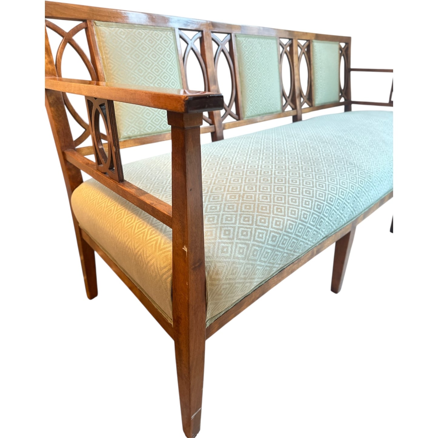 Beidermeier Settee Bench with Upholstered Seat