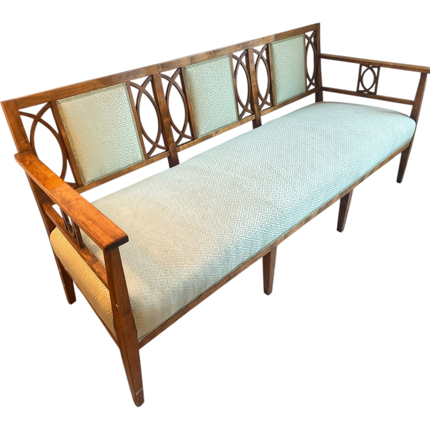 Beidermeier Settee Bench with Upholstered Seat