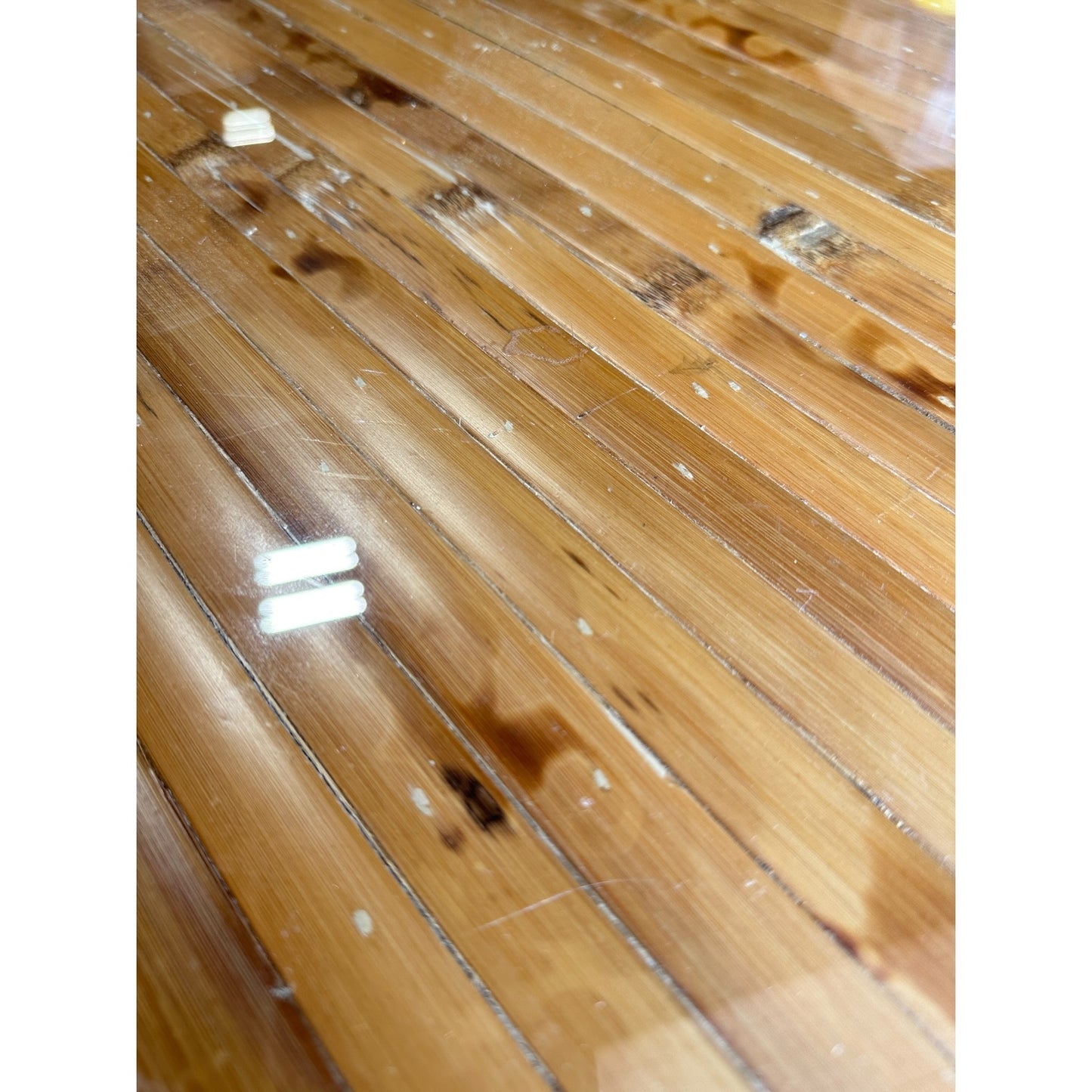 Vintage Bamboo Scalloped Skirt Table with Glass Top