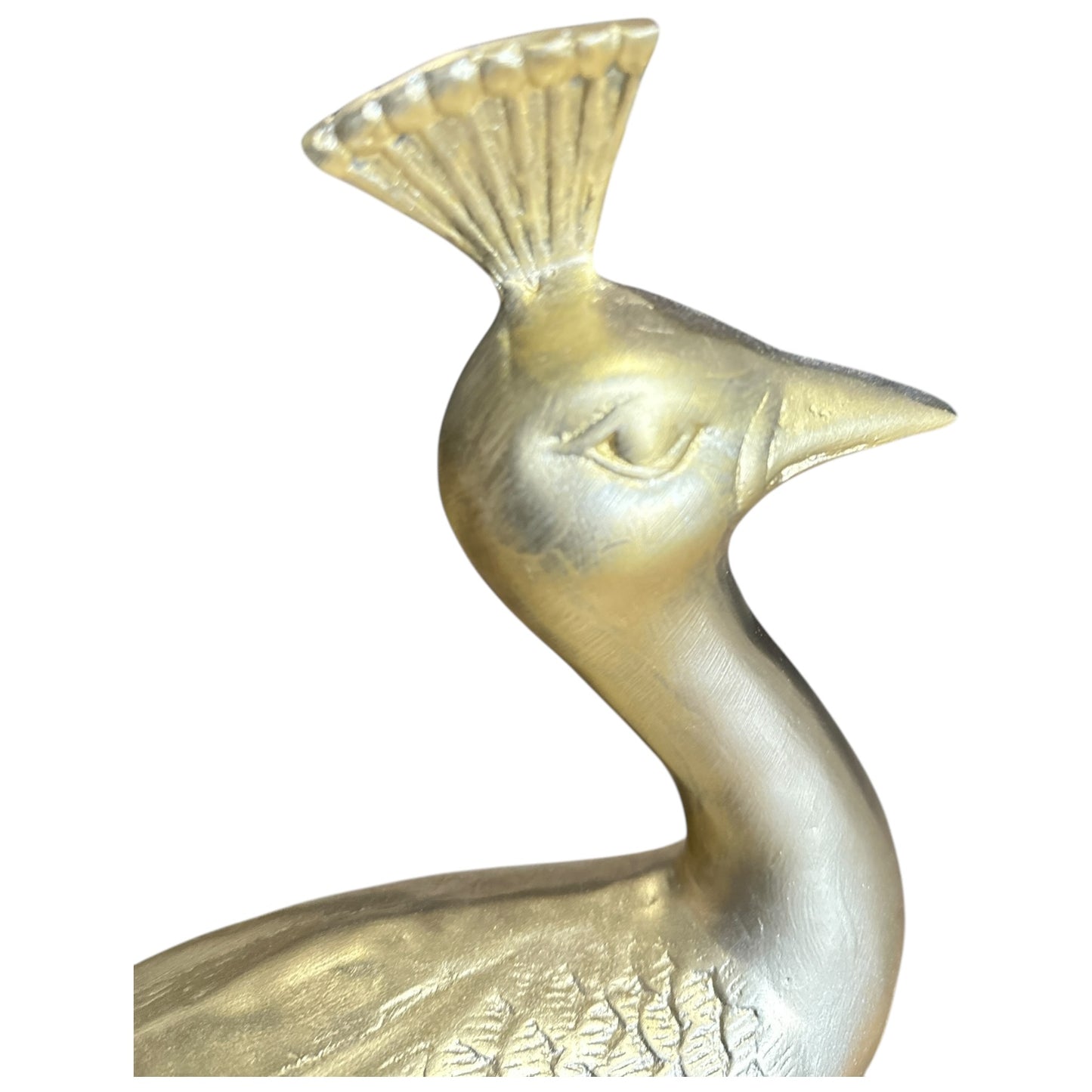 Pair of Metal Gilded Peacock Figurines