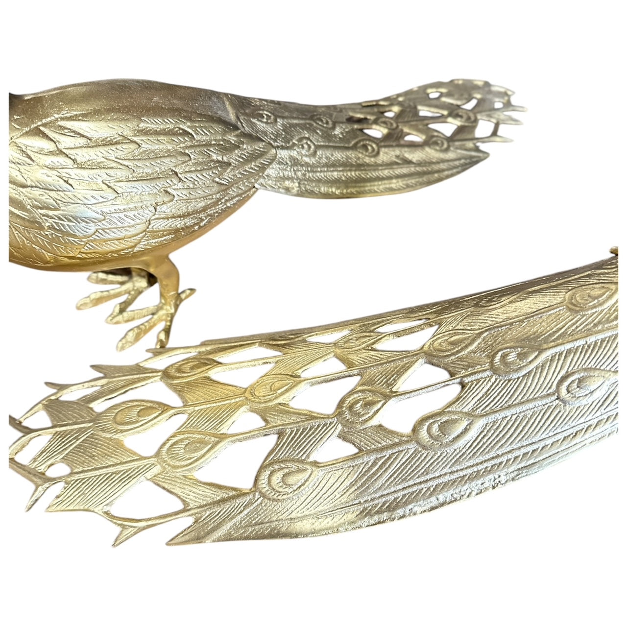 Pair of Metal Gilded Peacock Figurines