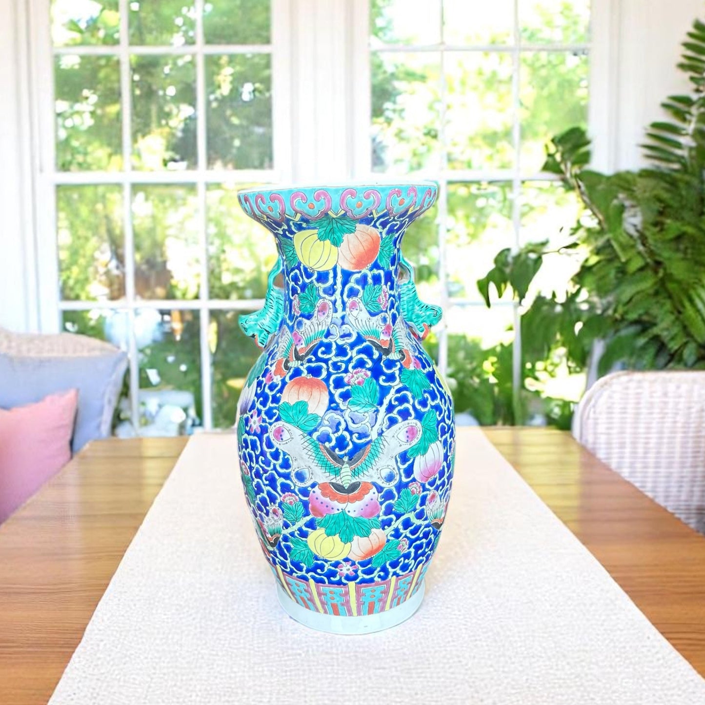 Chinese Porcelain Cobalt with Butterflies Vase