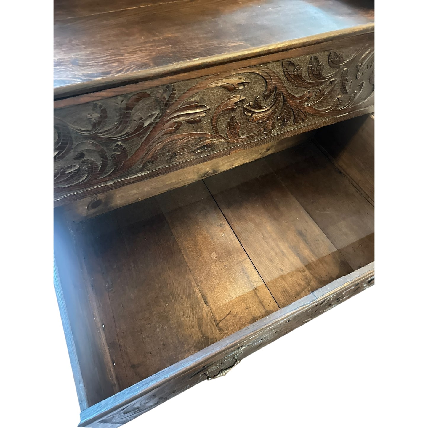 Antique Hand-Carved Oak Hall Bench with Storage – English Gothic Revival
