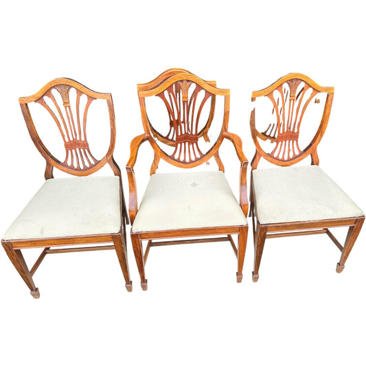 Set of 5 Shield-Back Hepplewhite-Style Dining Chairs