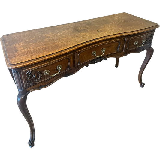 Antique French Louis XV Style Serpentine Oak Console Table