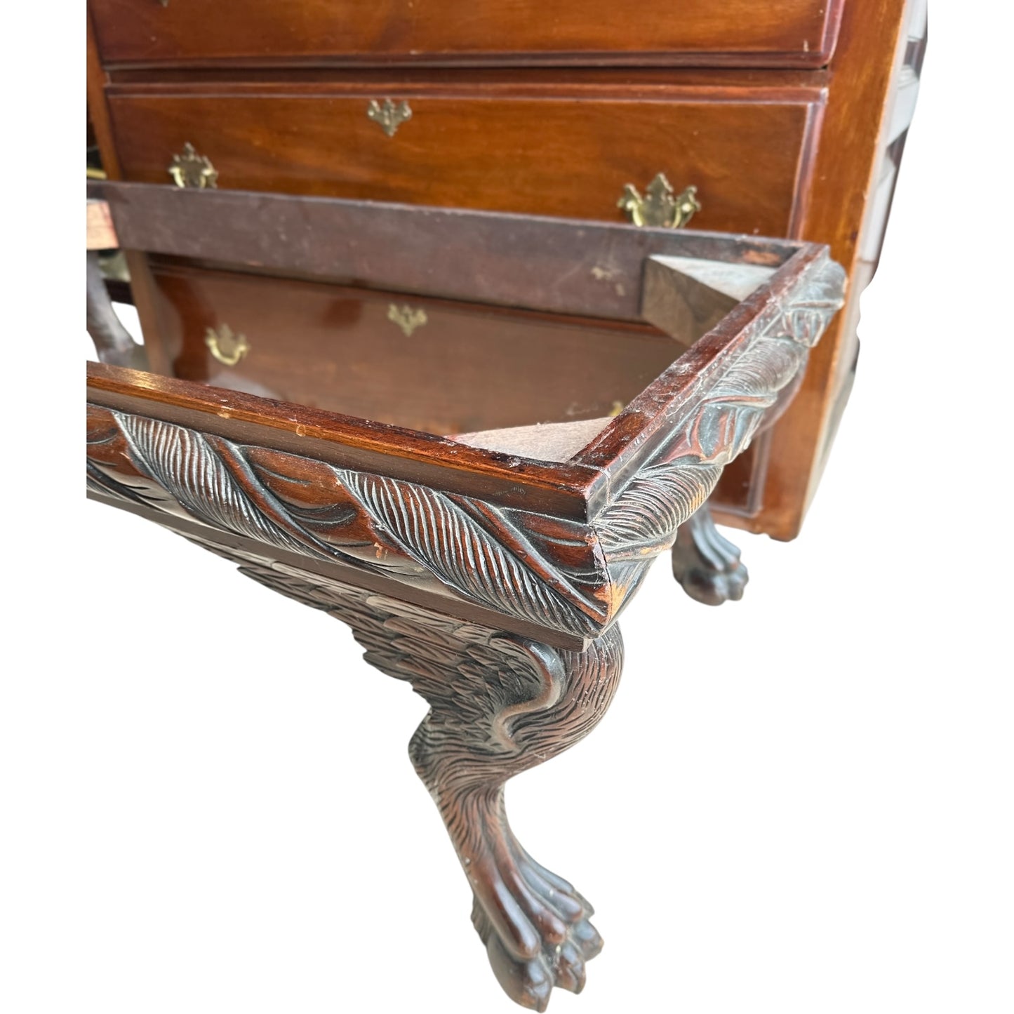 Chippendale-Style Mahogany Tall Chest with Shell Carving
