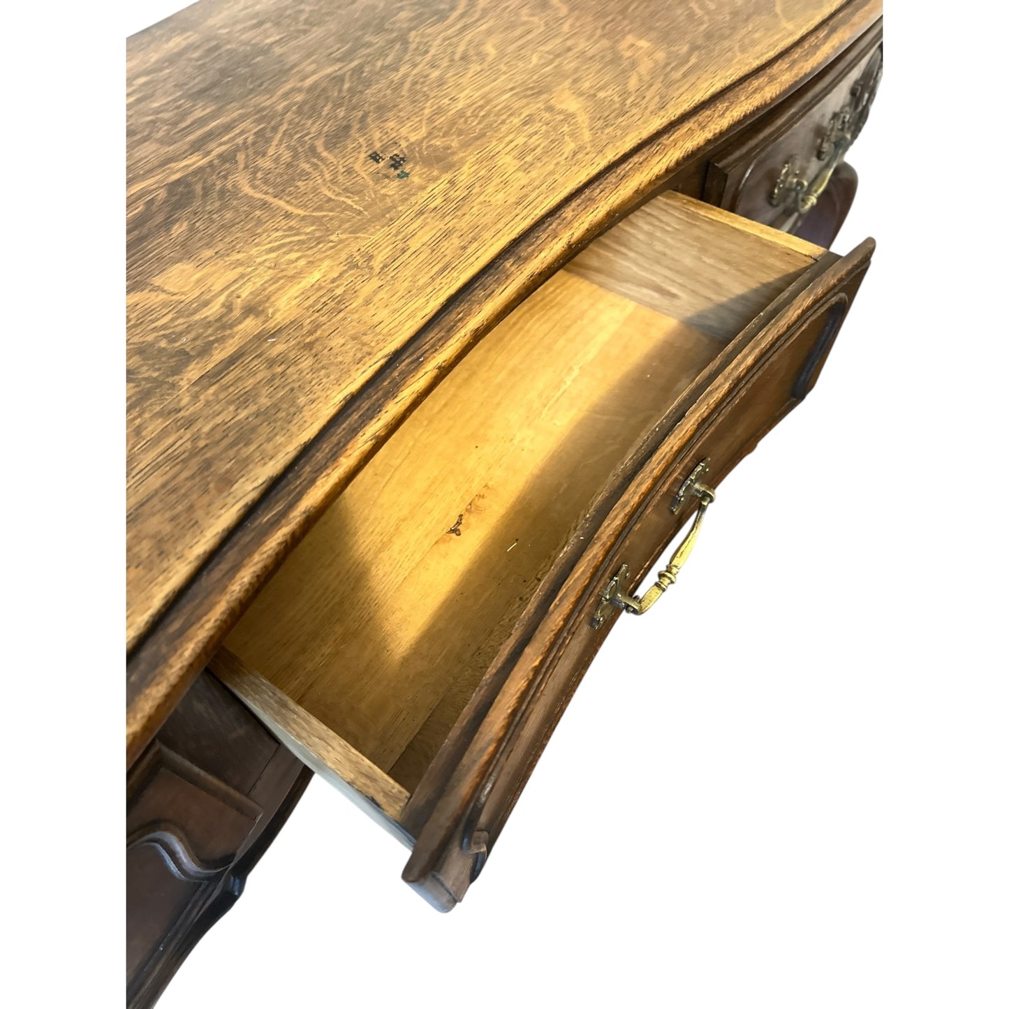 Antique French Louis XV Style Serpentine Oak Console Table