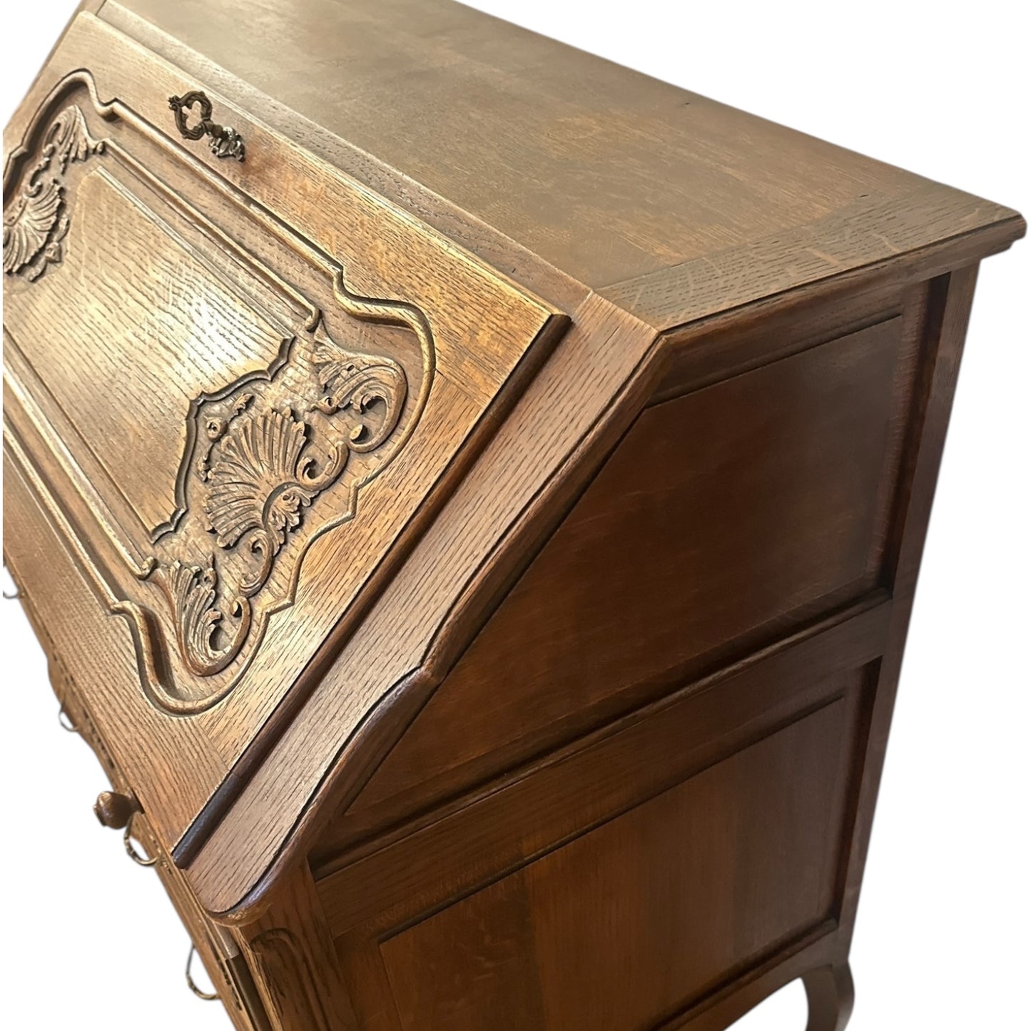 Antique French Provincial Oak Drop-Front Secretary Desk