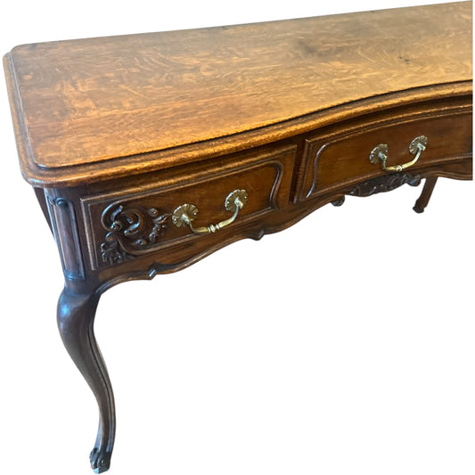 Antique French Louis XV Style Serpentine Oak Console Table