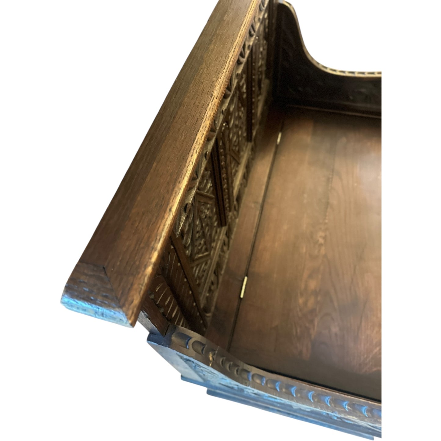 Antique Hand-Carved Oak Hall Bench with Storage – English Gothic Revival