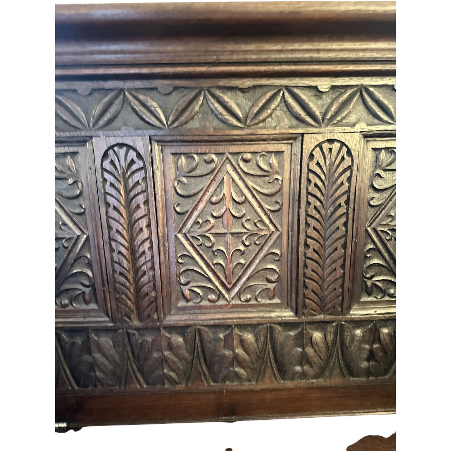 Antique Hand-Carved Oak Hall Bench with Storage – English Gothic Revival