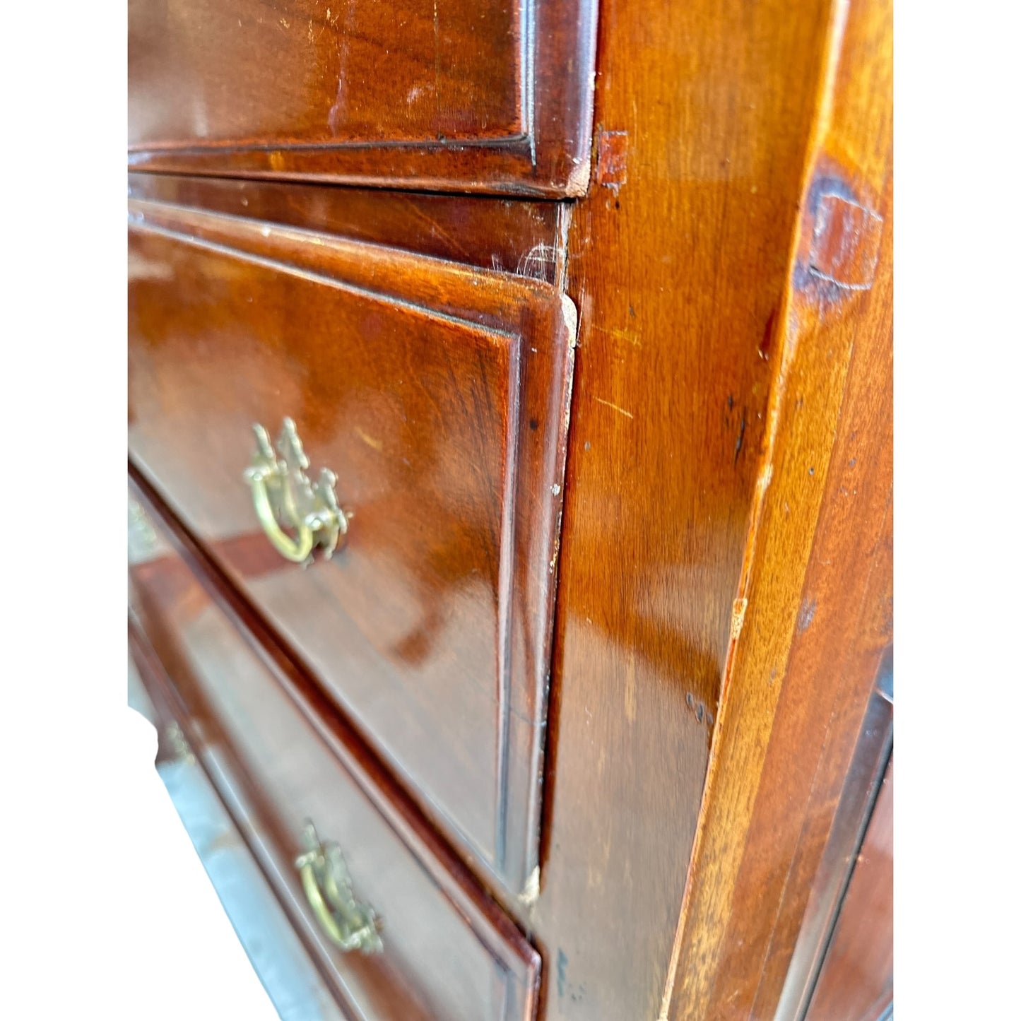 Chippendale-Style Mahogany Tall Chest with Shell Carving