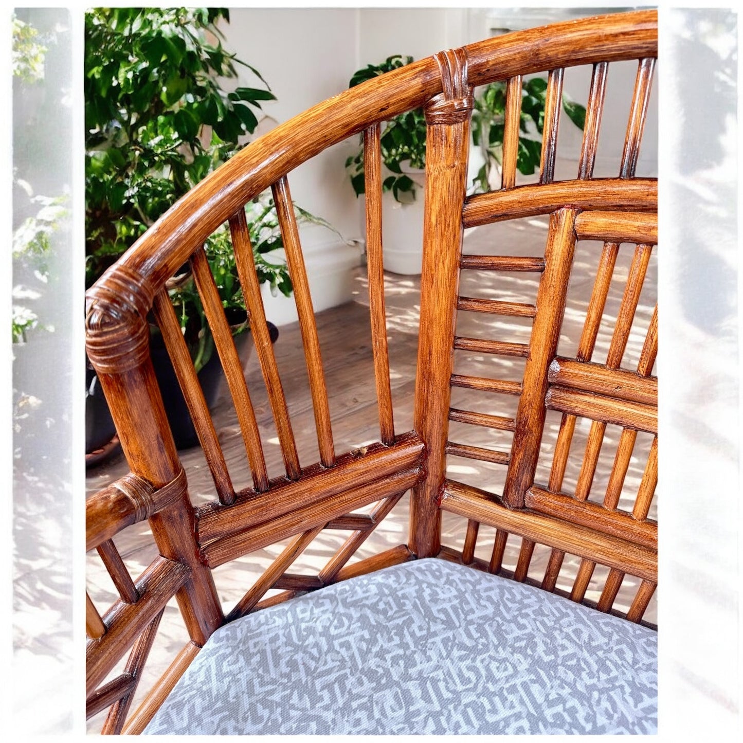 Set of 4 Brighton Pavilion Rattan Barrel Back Armchairs with New Upholstered Cushions