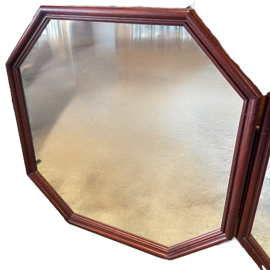 Pair of Large Octagonal Wood-Framed Art Deco Wall Mirrors