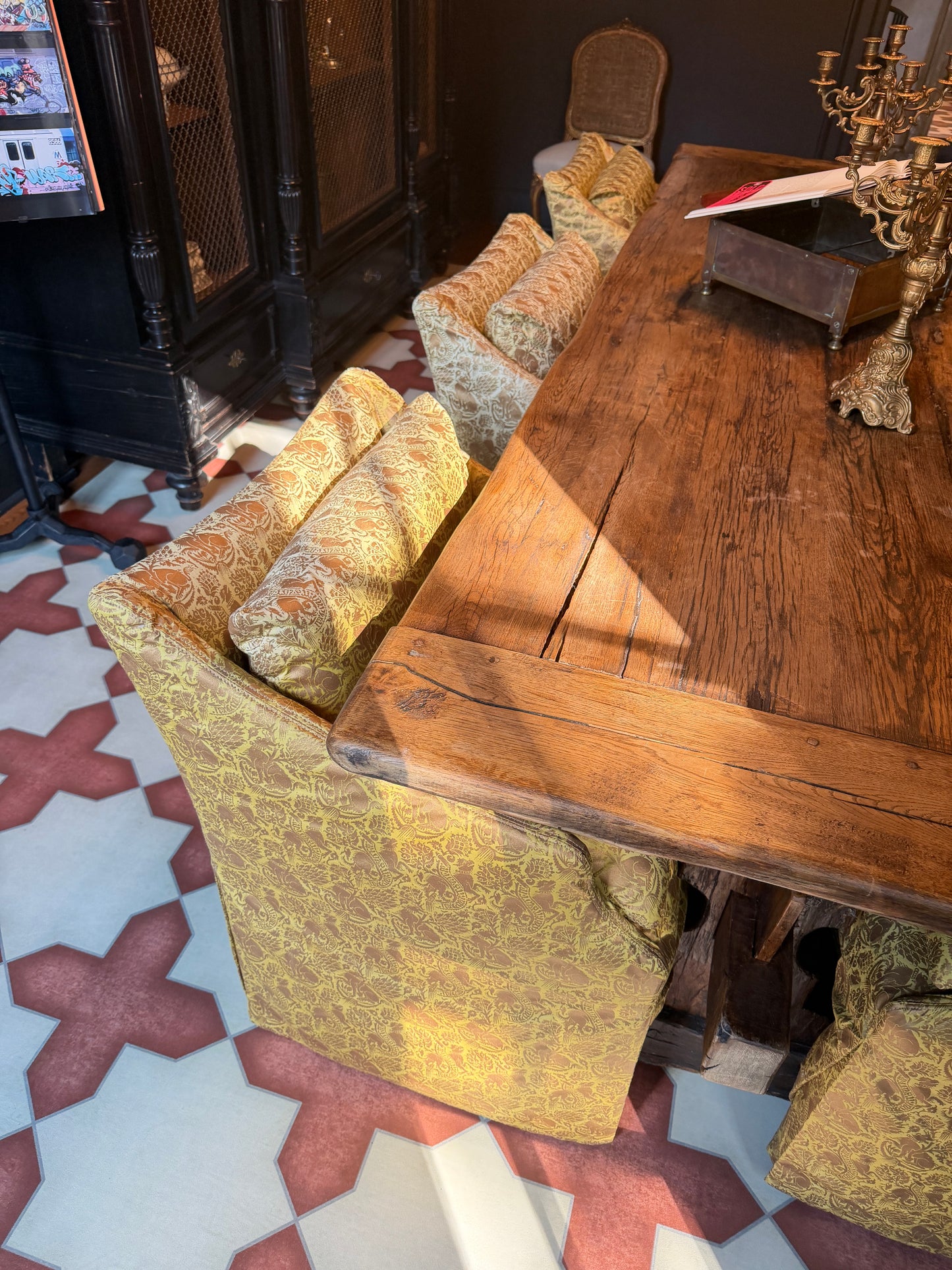 Antique Italian Trestle Dining Table – Hand-Carved Solid Hardwood