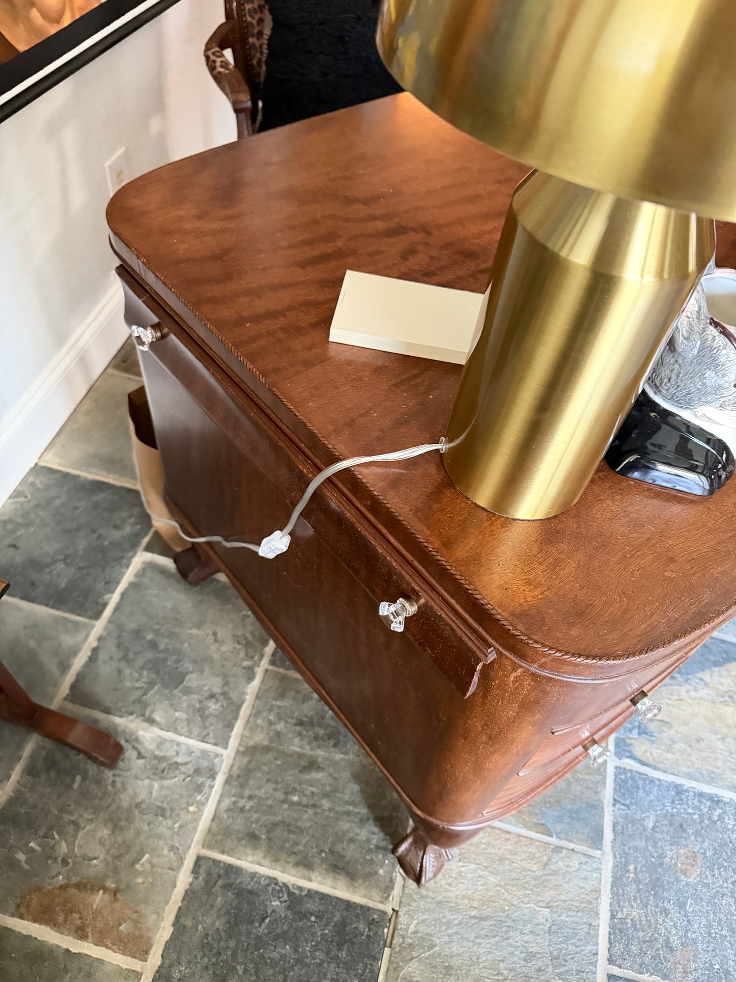 Antique French Mahogany Writing Desk with Cabriole Legs