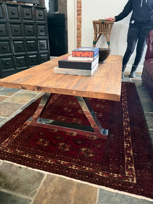 Mid-Century Modern Wood and Chrome Coffee Table