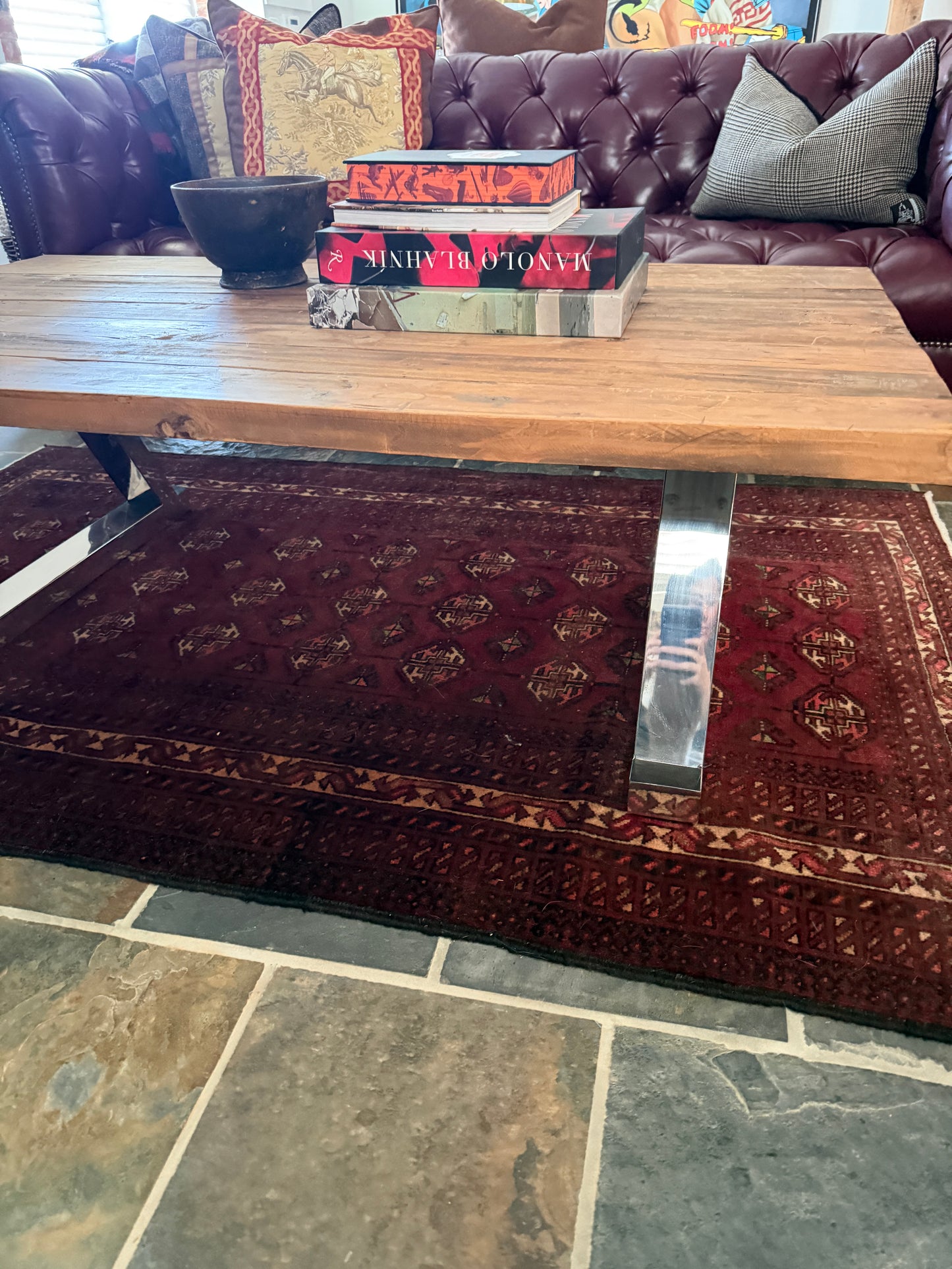 Mid-Century Modern Wood and Chrome Coffee Table