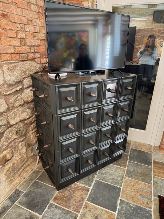 Four Hands Modern Black Geometric Chest with Metal Spike Pulls
