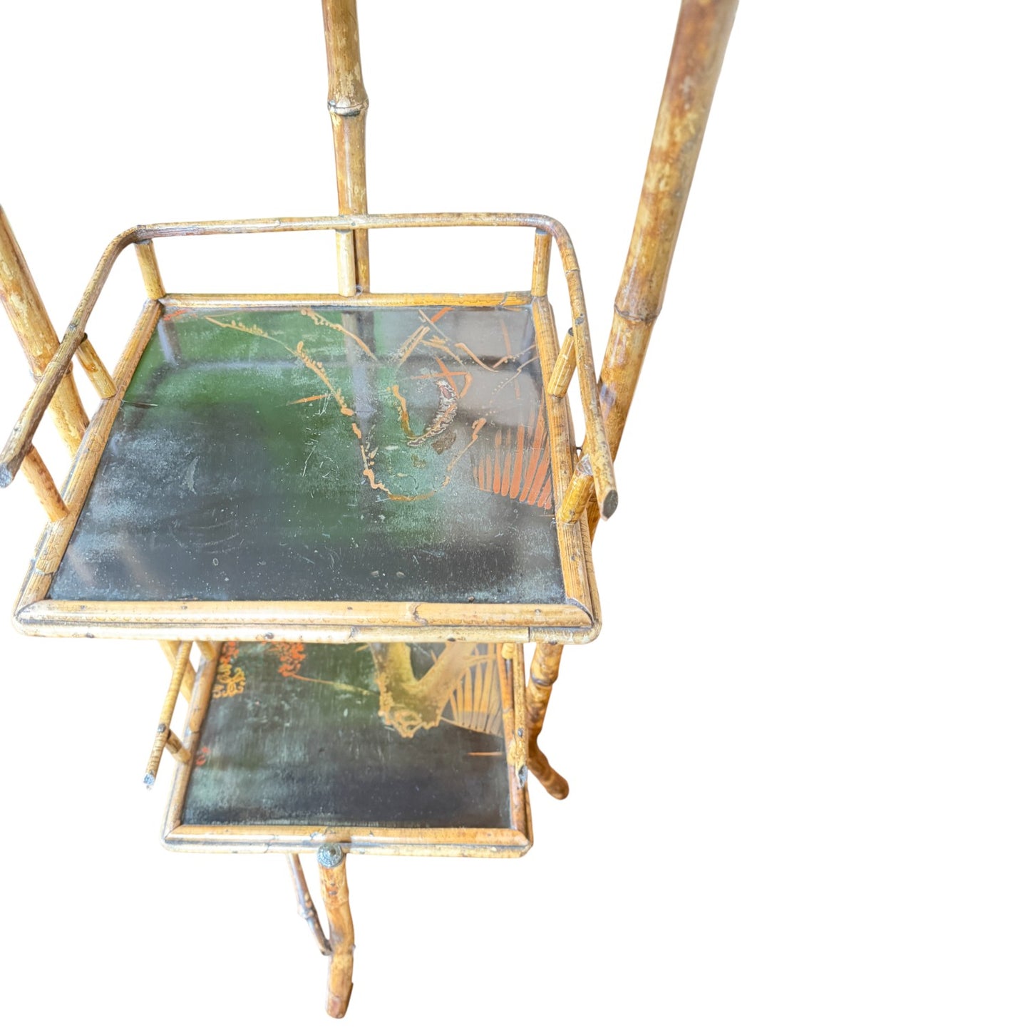 Antique 3-Tier Bamboo & Japanned Lacquer Stand