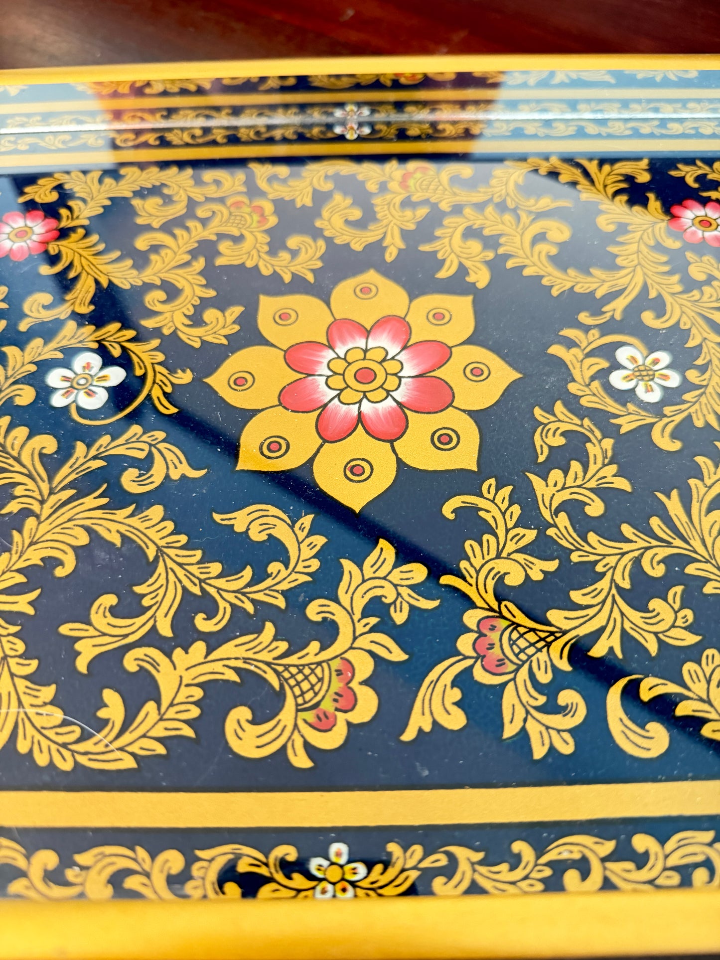 Vintage Reverse Glass Floral Tray