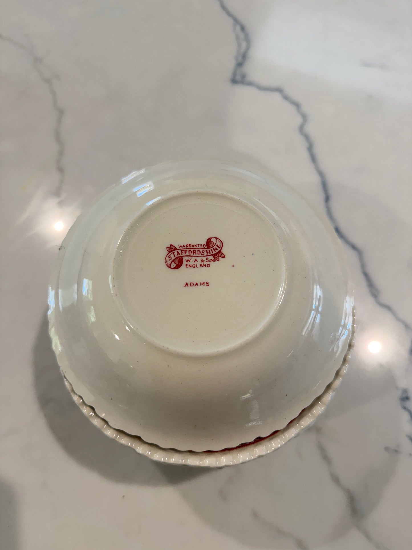 Set of 10 Vintage Adams Staffordshire Red Transferware Fruit/Dessert Bowls – “Red Willow” Pattern