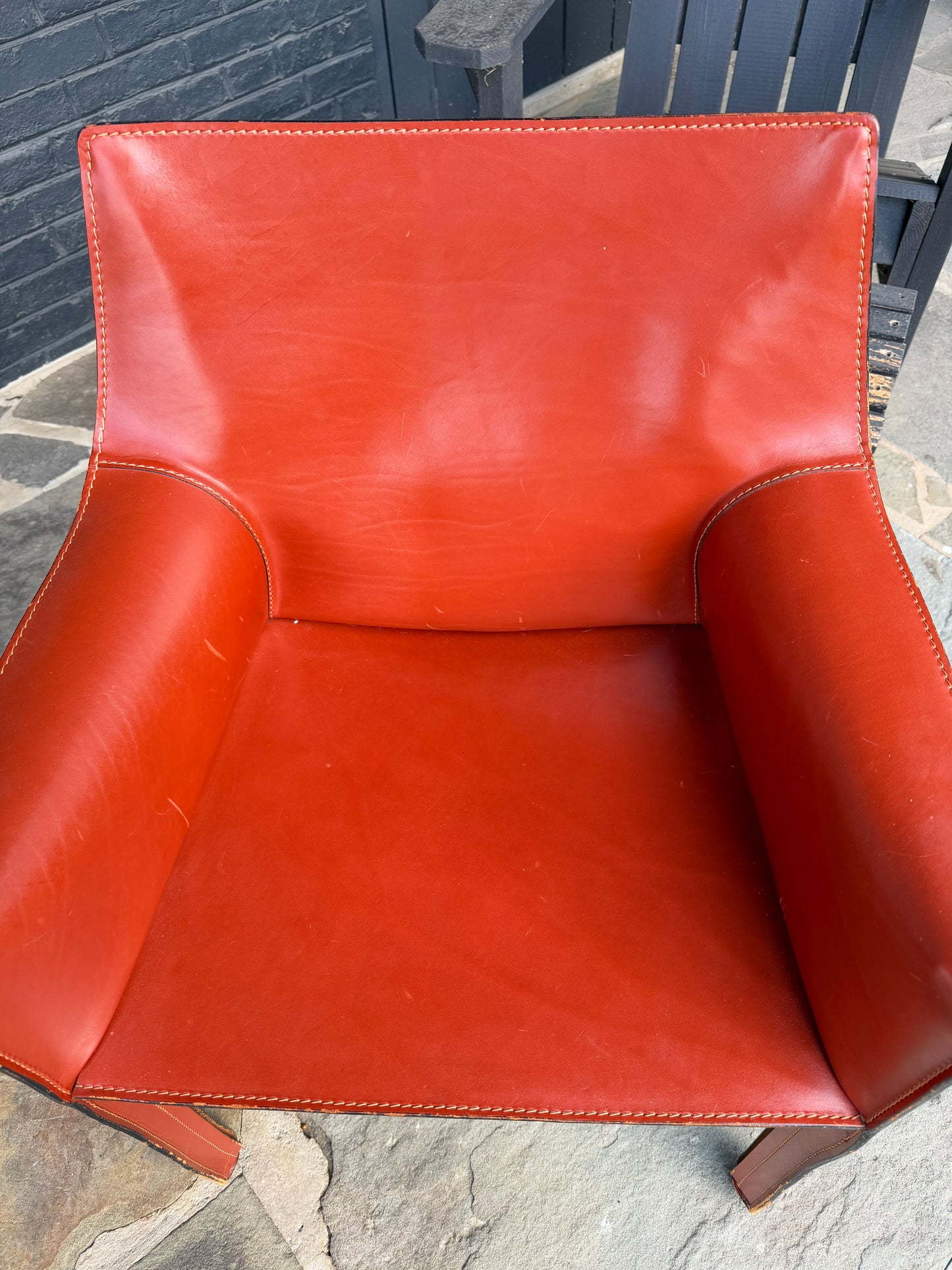 Cassina Italian Leather Armchair – Burnt Orange / Saddle Leather