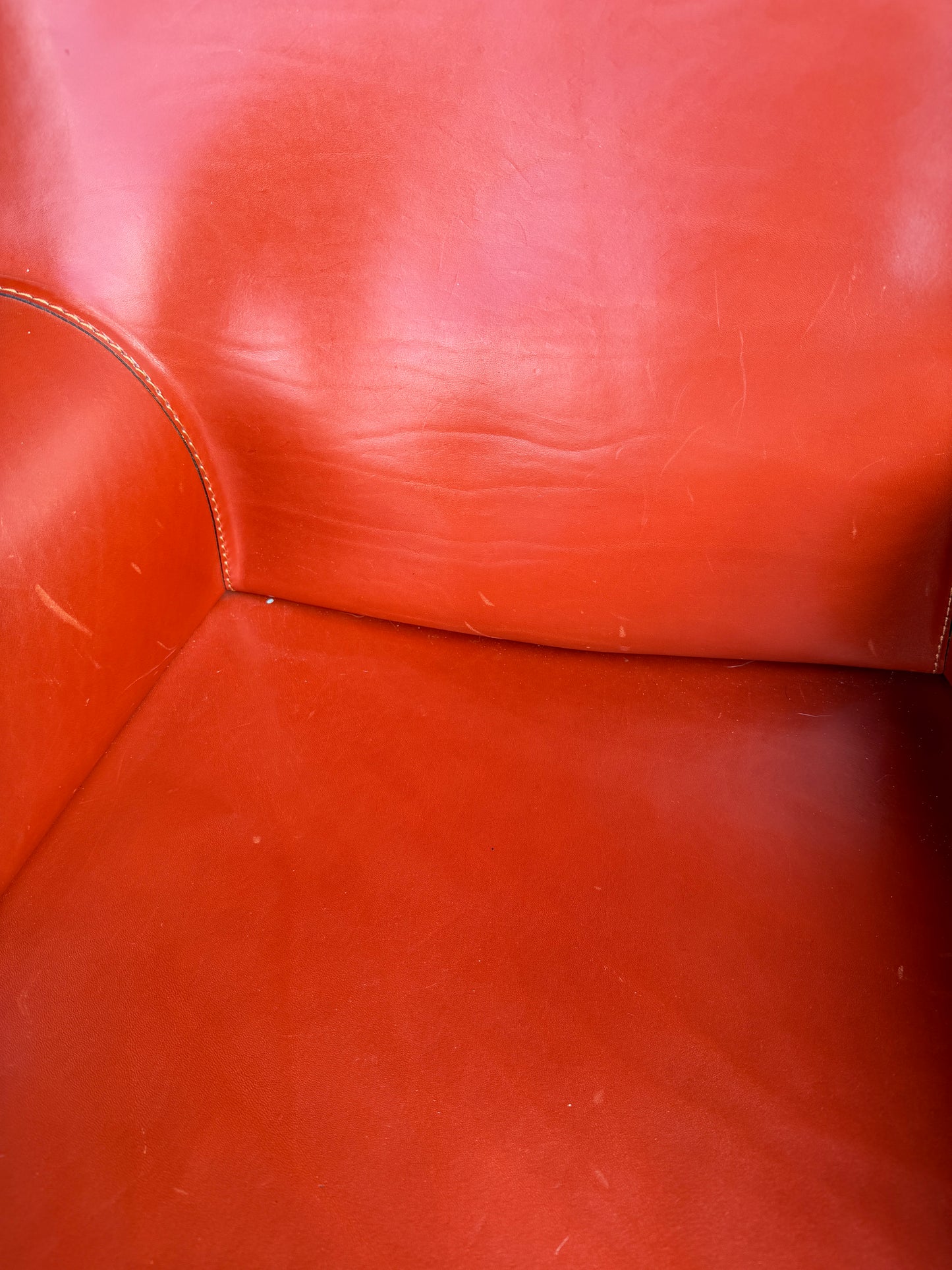 Cassina Italian Leather Armchair – Burnt Orange / Saddle Leather