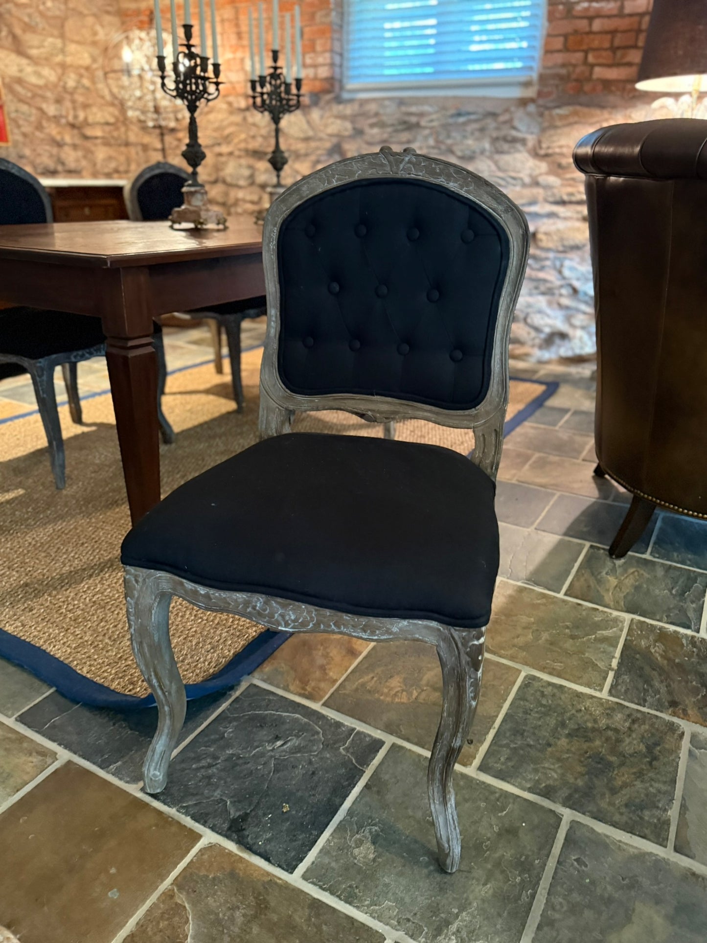 Restoration Hardware Set of 4 Dining Chairs- Black Upholstered