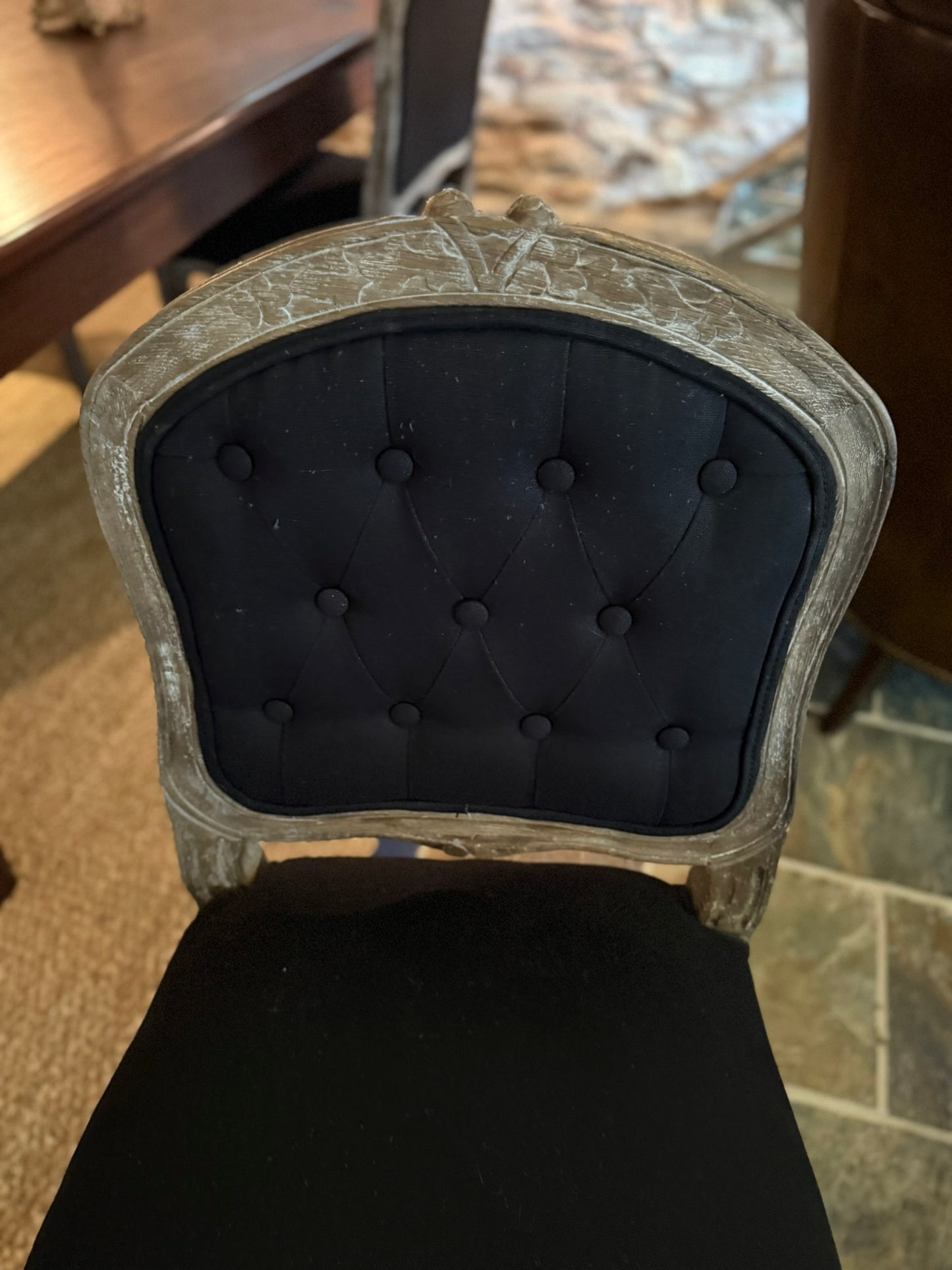 Restoration Hardware Set of 4 Dining Chairs- Black Upholstered