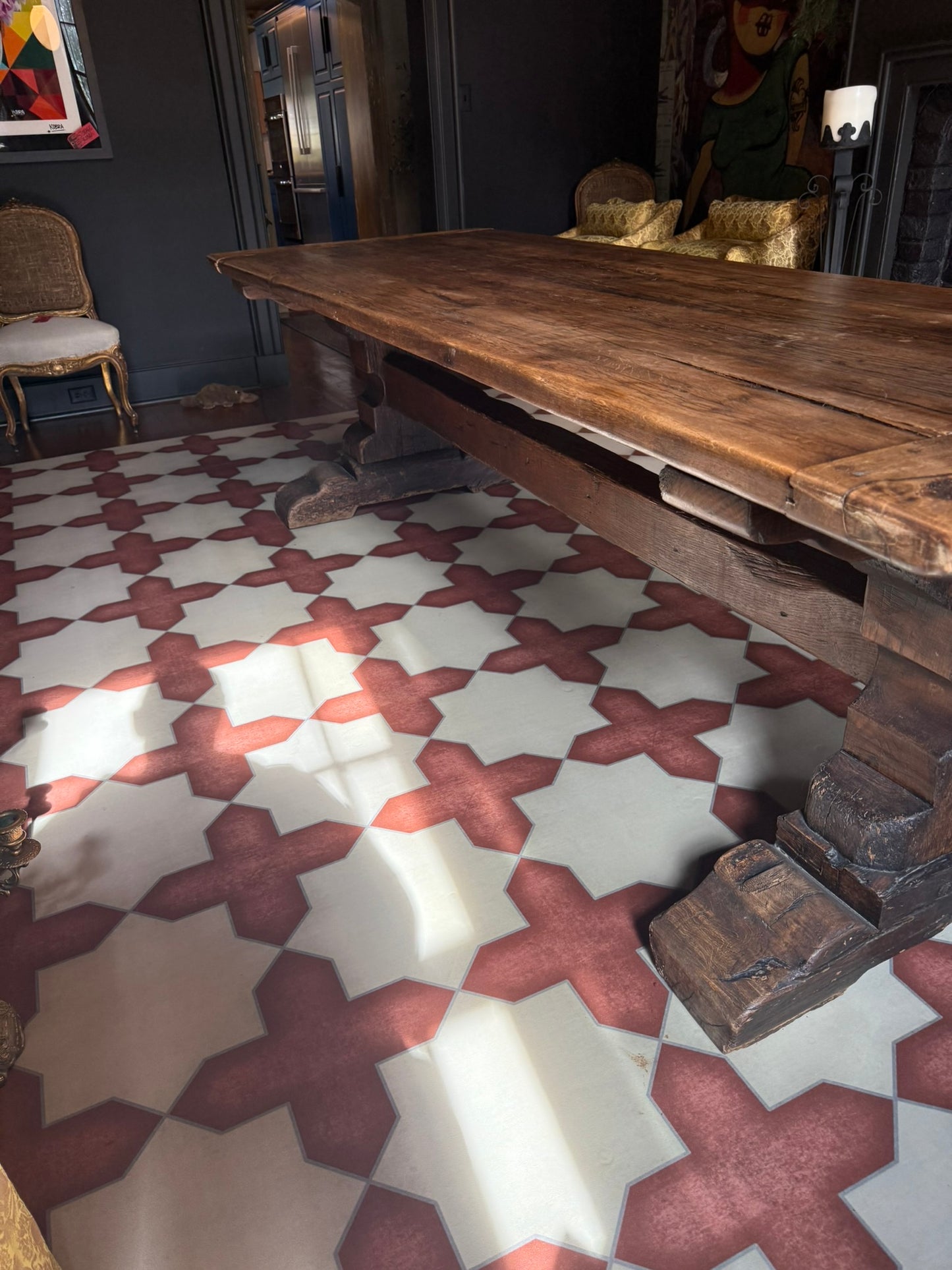 Antique Italian Trestle Dining Table – Hand-Carved Solid Hardwood