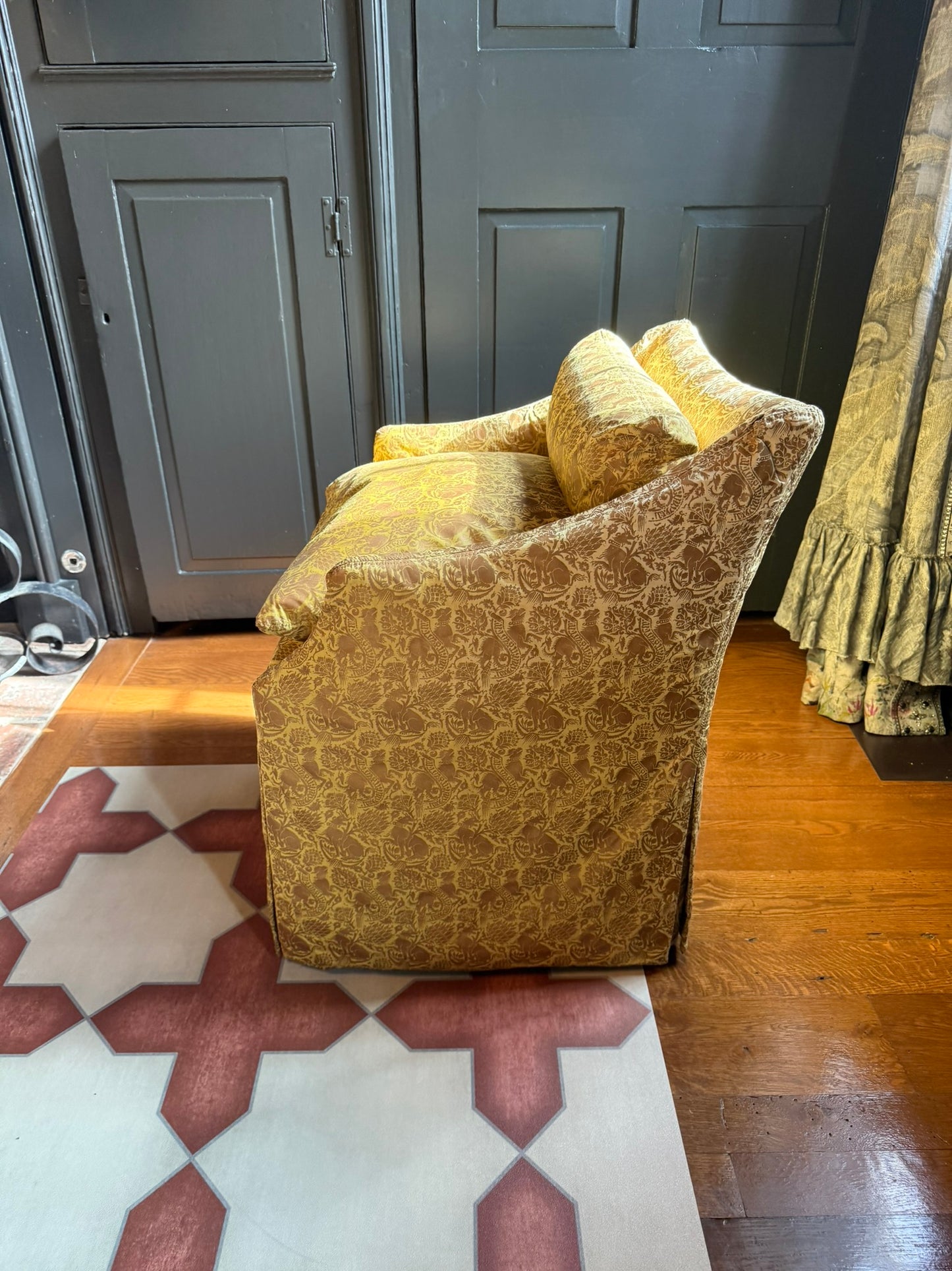 Set of 6 Custom Upholstered Dining Chairs in Fortuny Italian Fabric