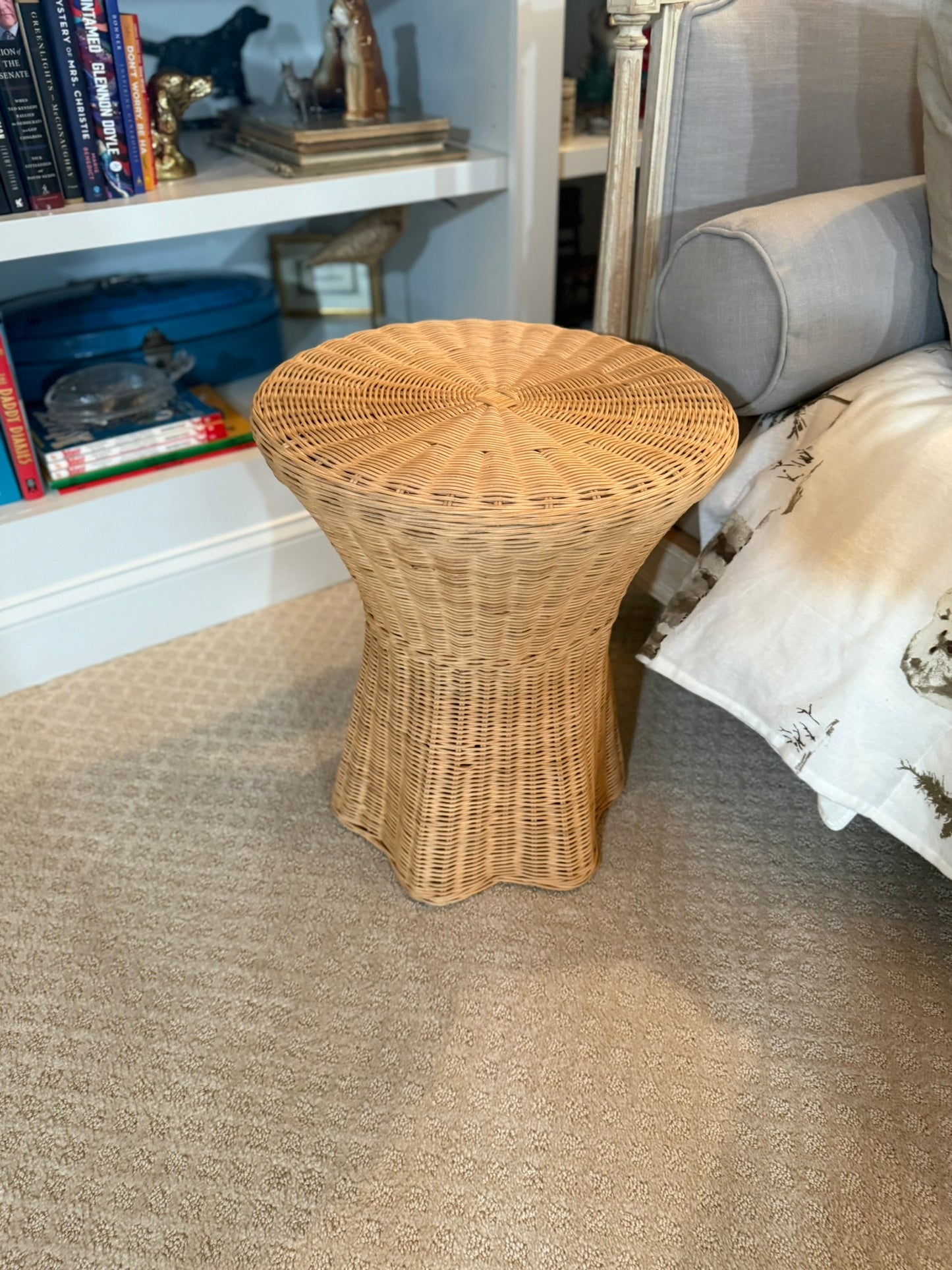 Vintage Woven Wicker Accent Table