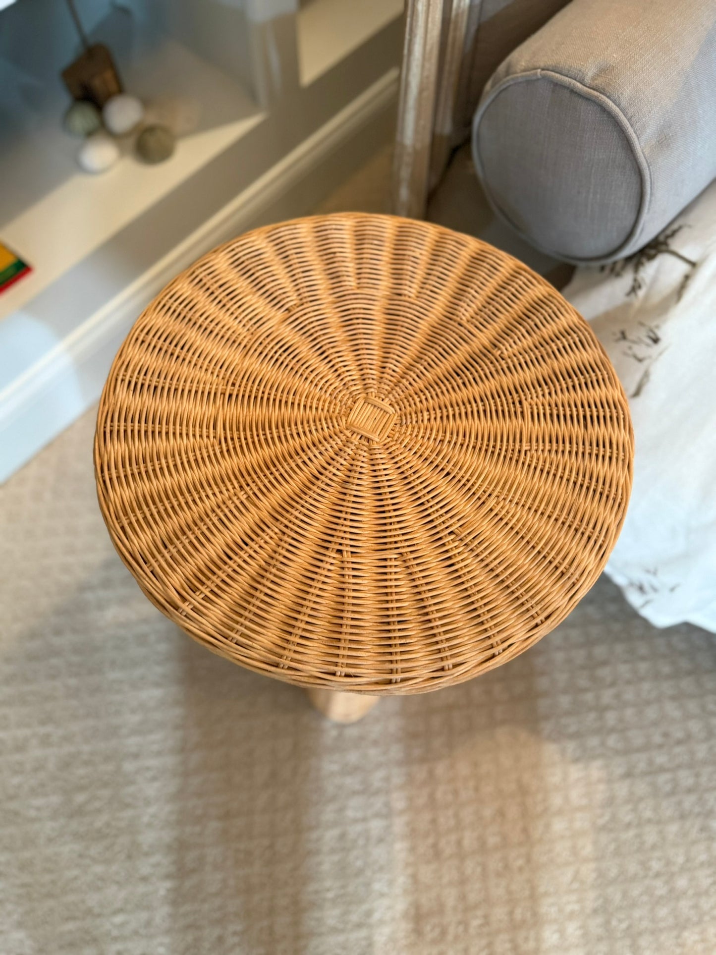 Vintage Woven Wicker Accent Table