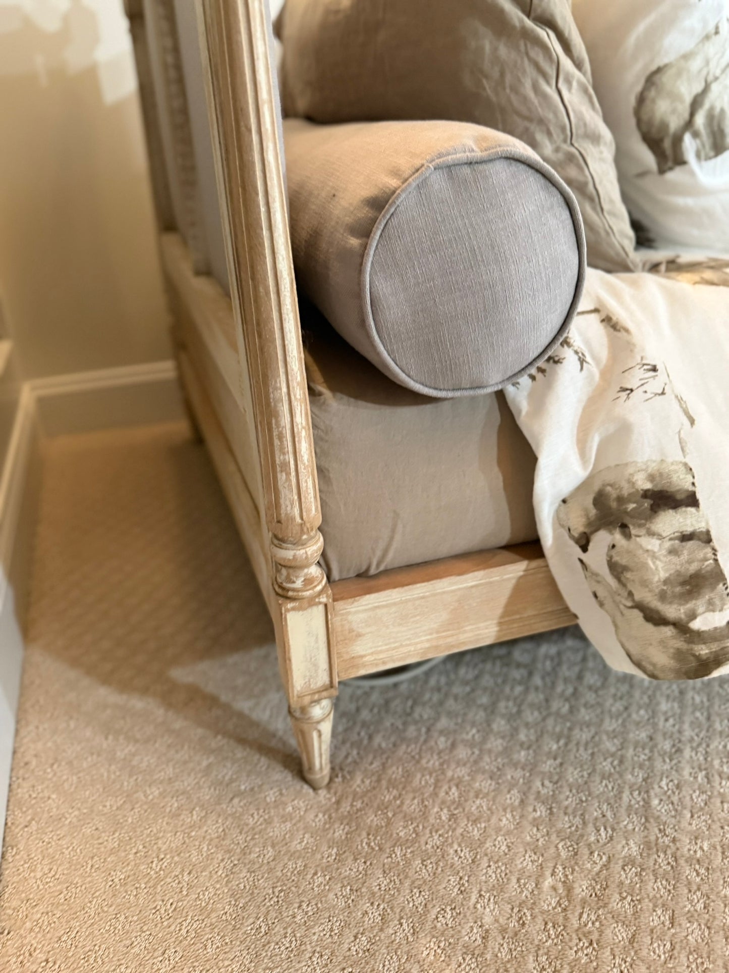 French Upholstered Daybed with Mattress – European Twin Size