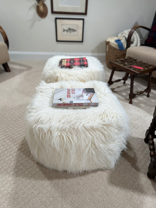 Pair of Faux Fur Ottomans