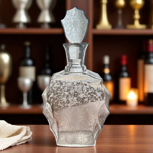 Antique Baccarat Etched Crystal Decanter, c. 1940s