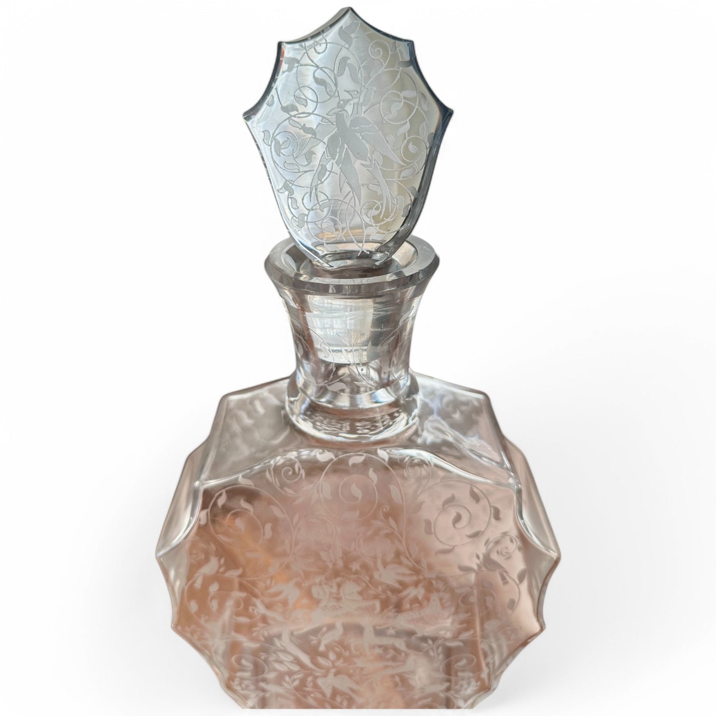 Antique Baccarat Etched Crystal Decanter, c. 1940s