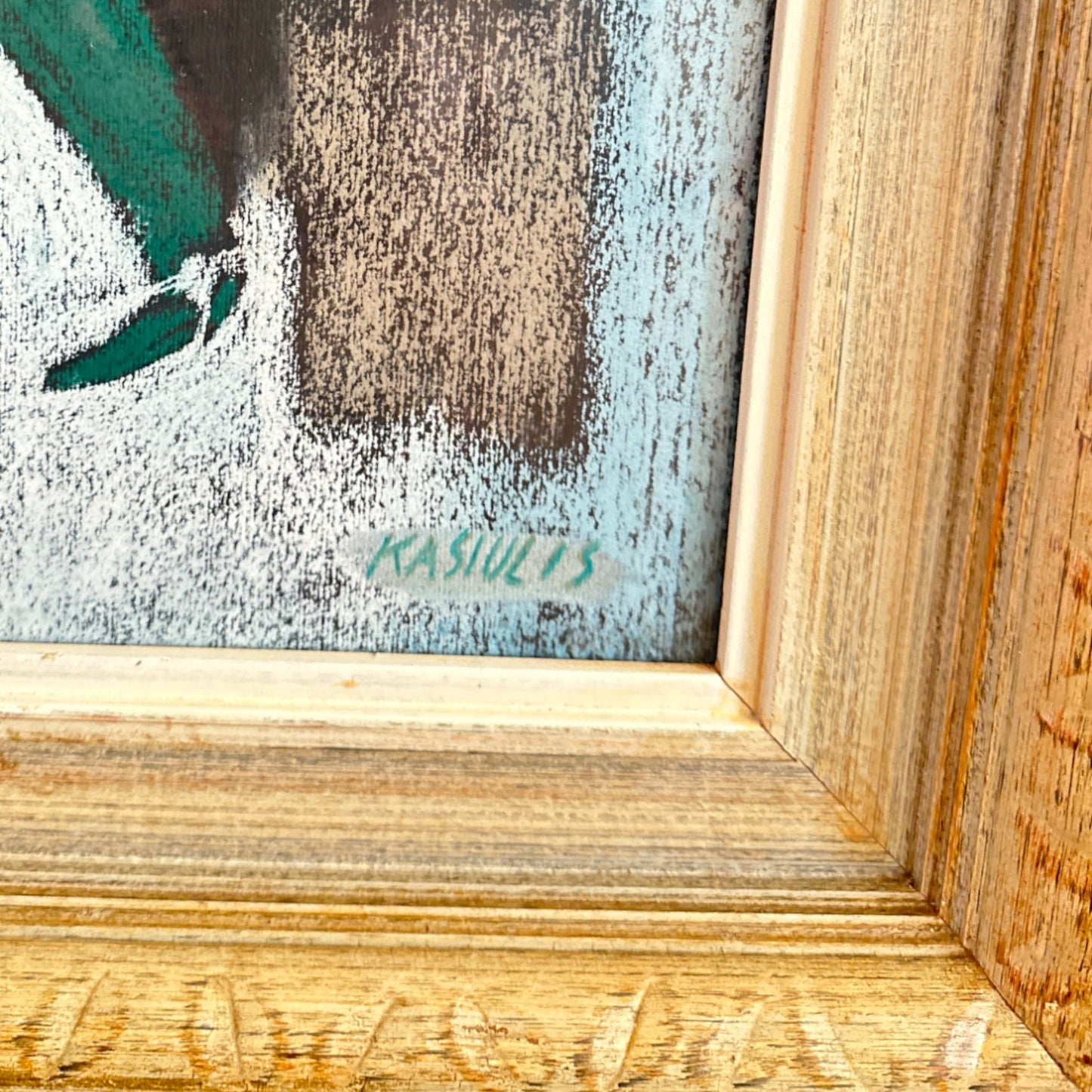 Mid-Century Oil Painting of Man with Wheelbarrow