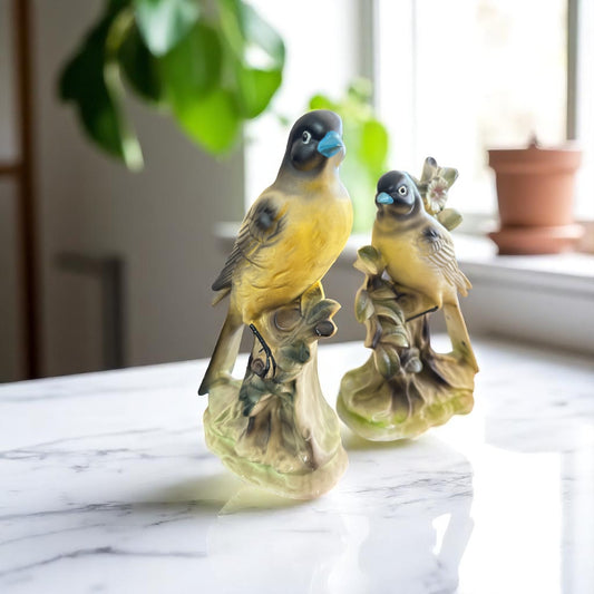 Vintage Japanese Ceramic Yellow Birds – Pair