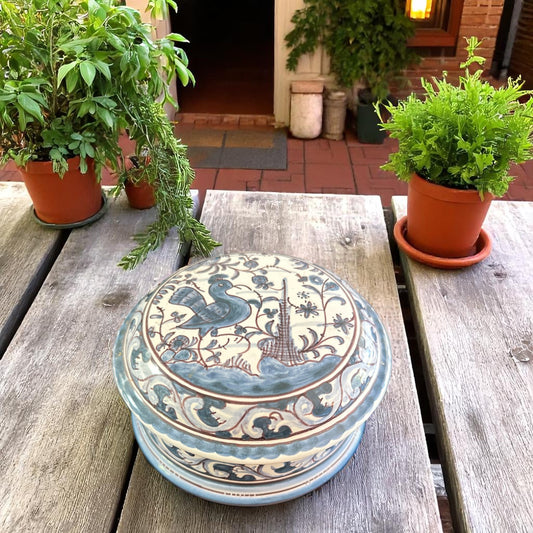 Italian Hand-Painted Ceramic Lidded Box – Bluebird & Floral