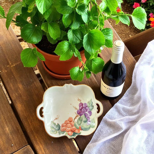 Limoges Hand-Painted Ceramic Grape Dish