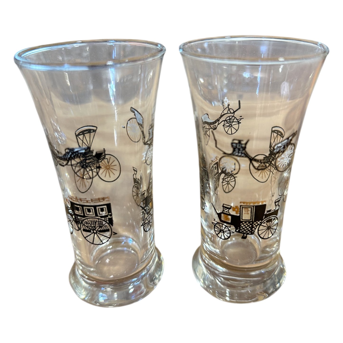 Set of 16 Antique Cabbie Print Glasses