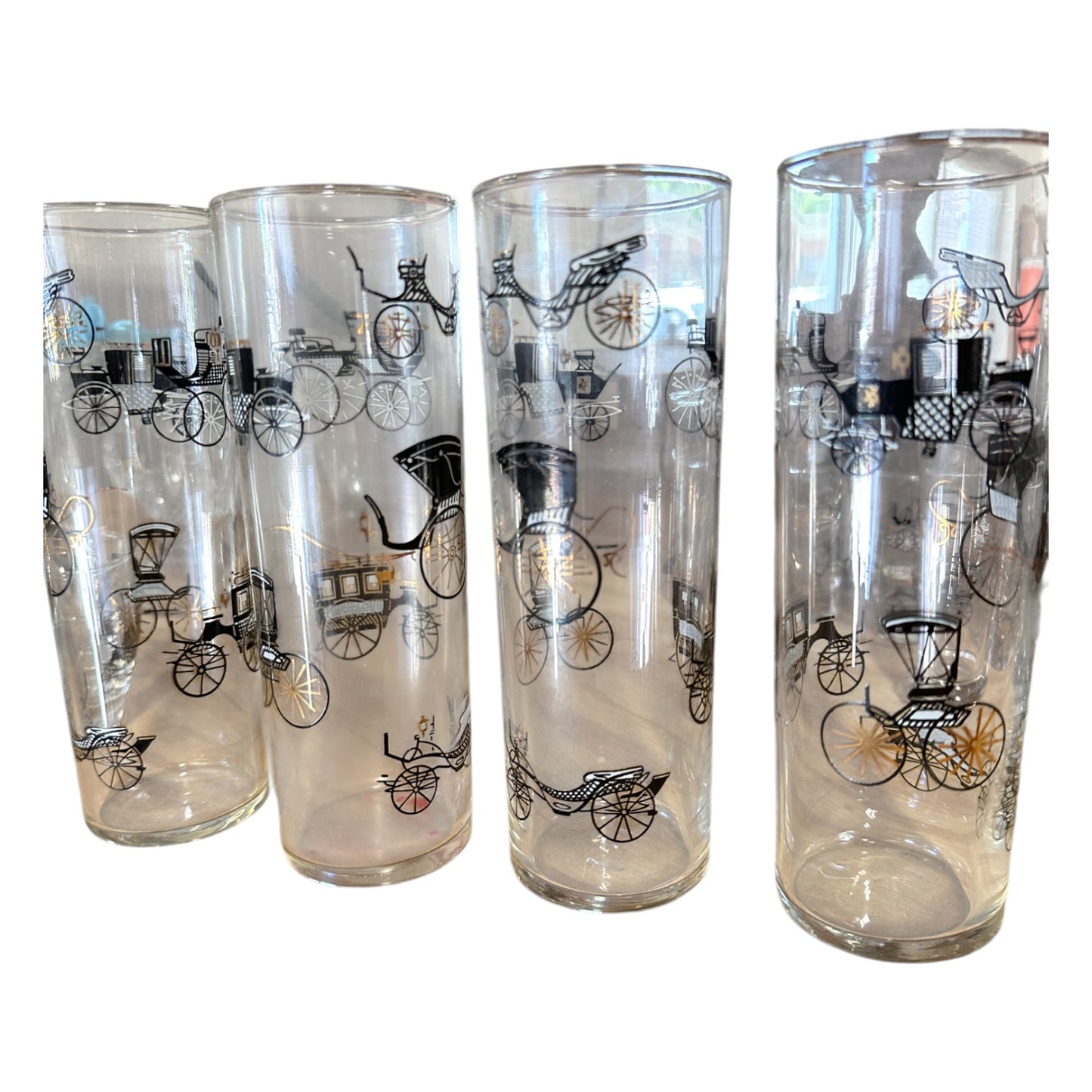 Set of 16 Antique Cabbie Print Glasses