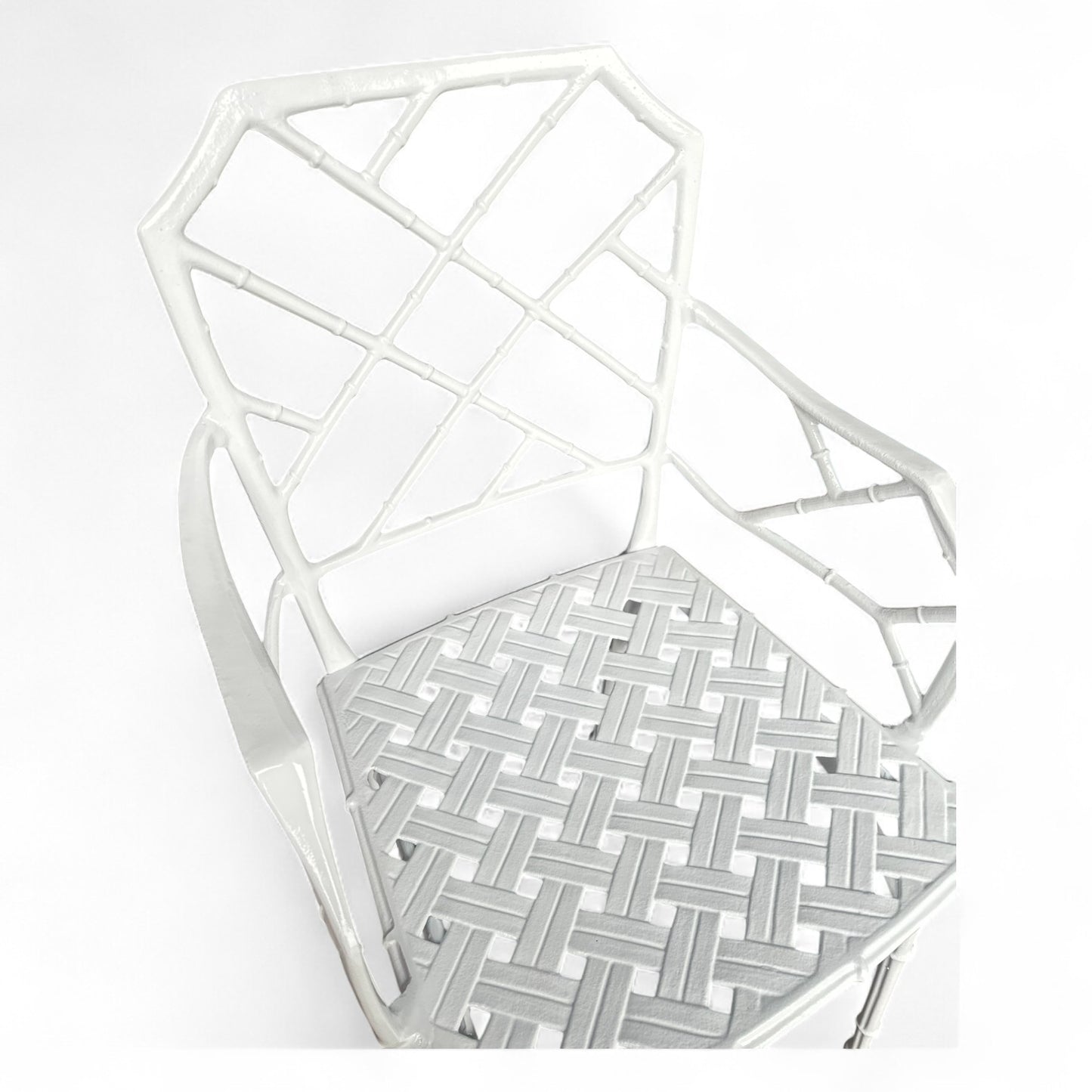 Pair of White Aluminum Faux Bamboo Garden Chairs