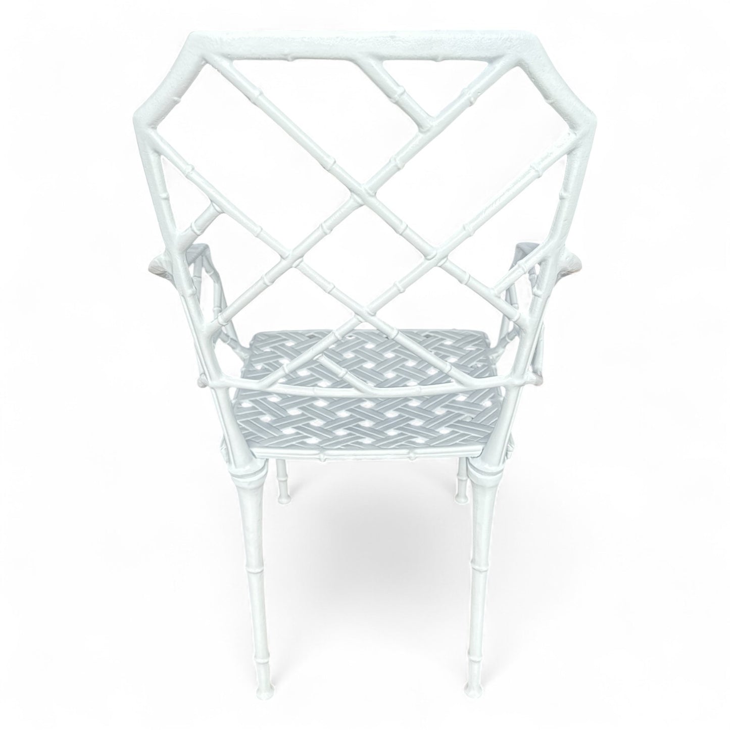 Pair of White Aluminum Faux Bamboo Garden Chairs