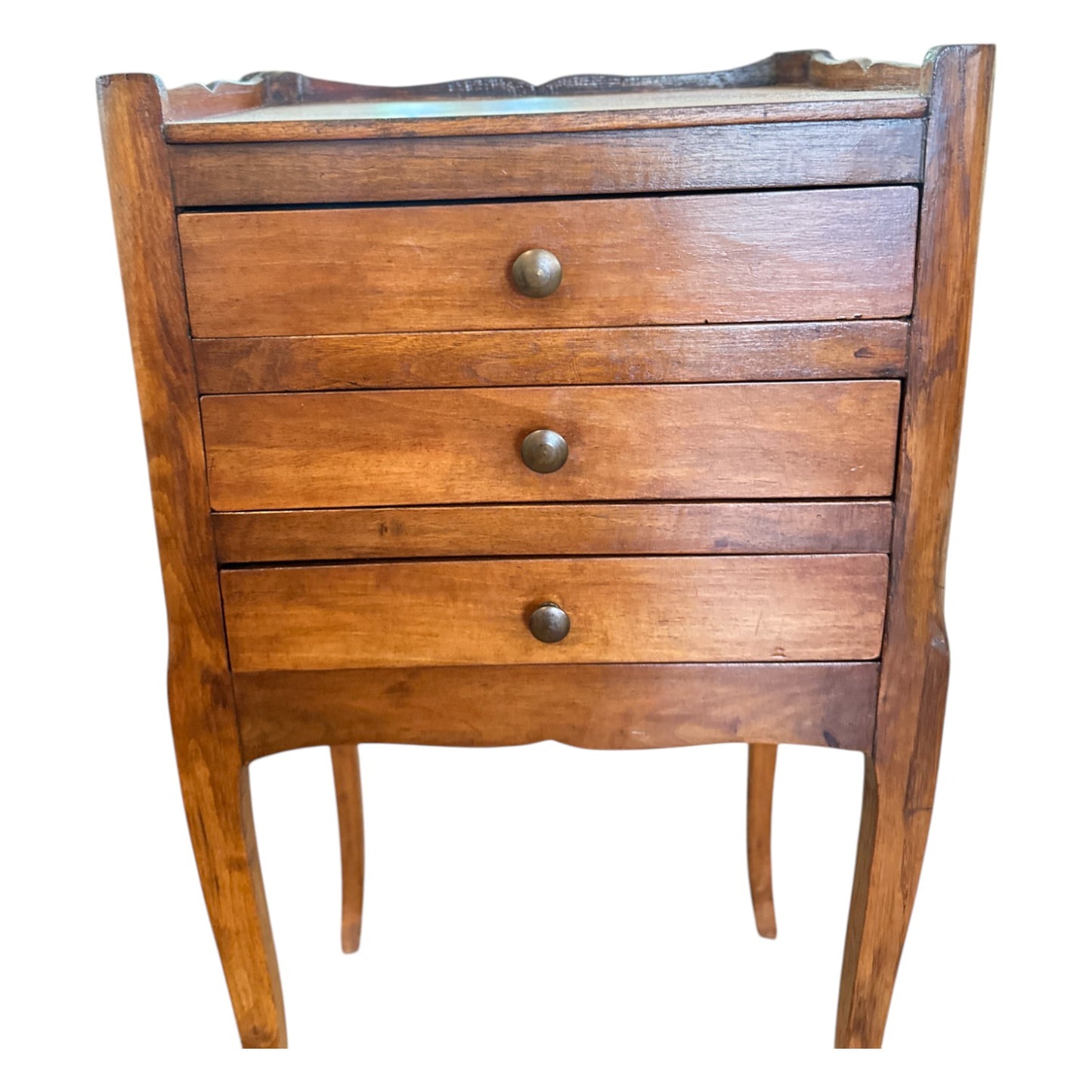 Antique French Provincial Three-Drawer Nightstand, Cabriole Legs