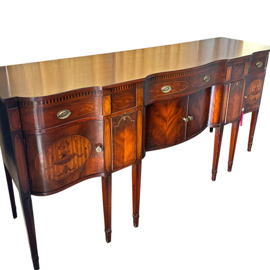 Antique Sheraton Style Mahogany Inlaid Sideboard