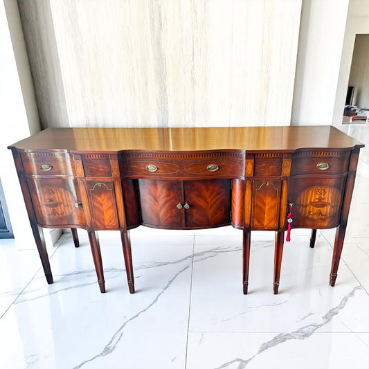 Antique Sheraton Style Mahogany Inlaid Sideboard