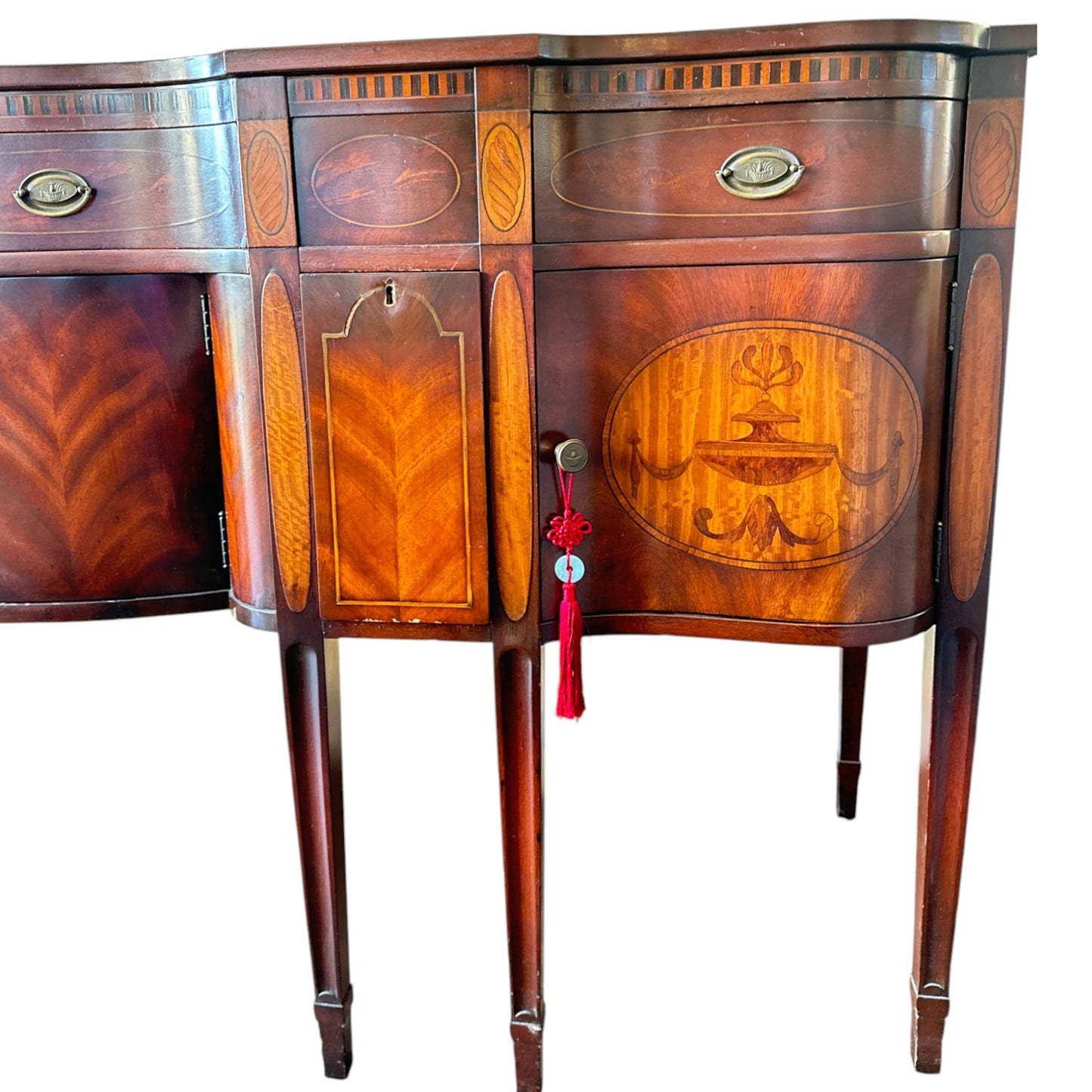 Antique Sheraton Style Mahogany Inlaid Sideboard